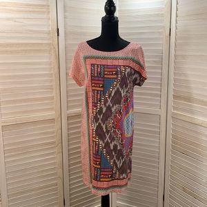 Anthropologie Heyhoe Askew Ikat silk shift tunic dress XS